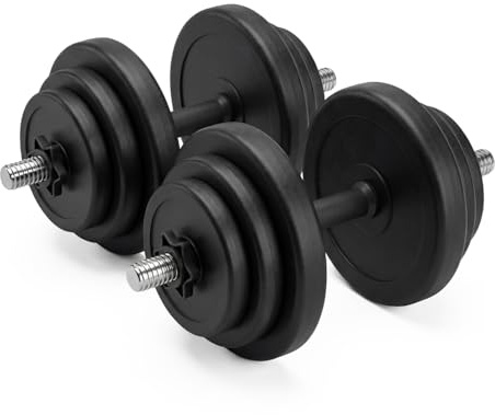 VirtuFit Ensemble d'haltères réglables - Set d'haltères - Poids - 2 haltères en vinyle de 14 kg - 28 kg