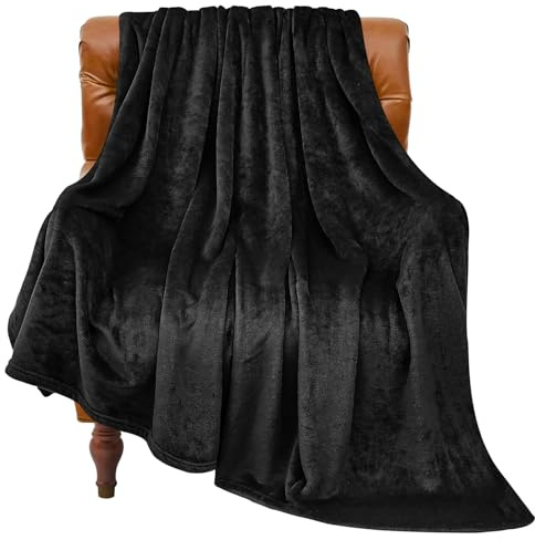 BEDELITE Fleece Blanket Black Throw Blankets for Couch & Bed, Luxury Plush Cozy Fuzzy Blanket 50x60 inches, Super Soft Warm Lightweight Throw Blanket for Travel Camping