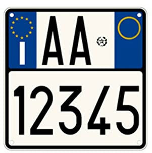 TARGA MOTO PROVVISORIA ALLUMINIO CON STAMPA UV - TOP QUALITA' GARANZIA 20 ANNI - REPLICA DEL ORIGINALE (13x13 cm)