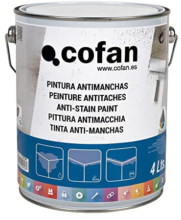 Cofan Pintura Antimanchas al Disolvente | Pintura para eliminar manchas | Capacidad 4 Litros