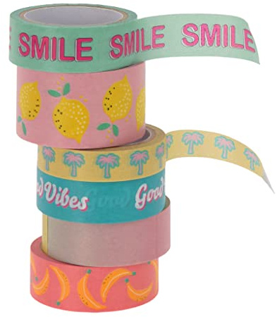 Washi - Set di 6 rotoli da 5 m in diverse larghezze