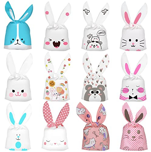 Annhao Lot de 36 Sac Cadeau Enfant Sachet Bonbons Anniversaire Forme d'Oreille Lapin Animaux Pochette Cadeau Garçons filles Sacs pour Faveur de Noël Fête