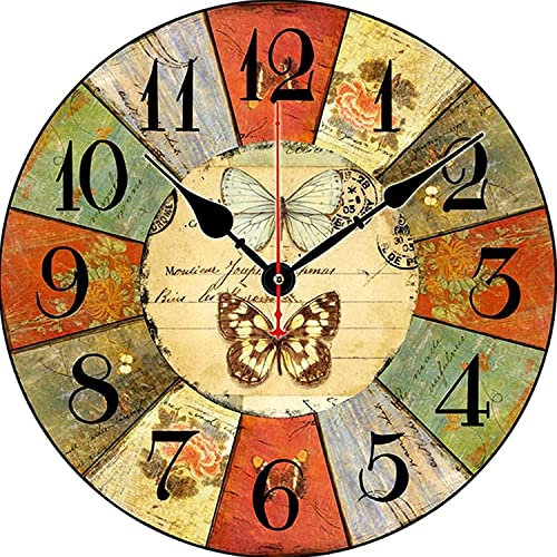 Moderne Wanduhren 12 Zoll wasserdichte Gartenuhr, Retro Shabby Style Außenwanduhr im Freien, hölzerne stille Terrasse Wanduhr, Dekoruhr for Terrasse, Pool, Zaun, Veranda, Garten, Badezimmer ( Color :