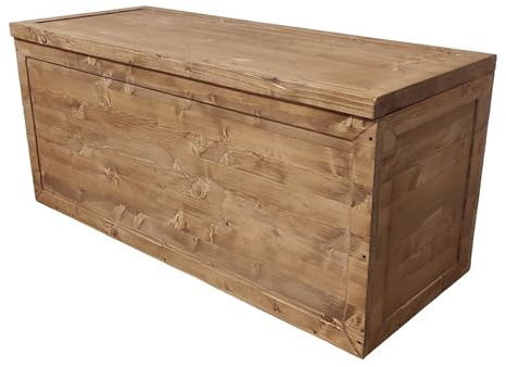 Arcón de Madera Natural Impregnada, Modelo Samuel, Contenedor con Asiento para Interiores y Exteriores