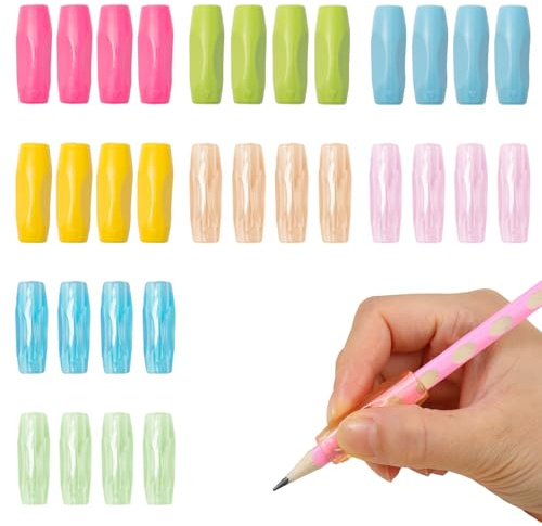Sxutop 28 Pezzi Impugnatura Matita per Bambini Impugnatura Matita in Silicone Ergonomica Strumento di Scrittura con 1 Scatola Aiuto per Scrittura Bambini per Alunni in età Prescolare
