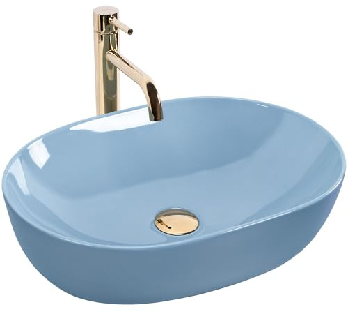Lavabo Sobre Encimera Rea Lisa Azul