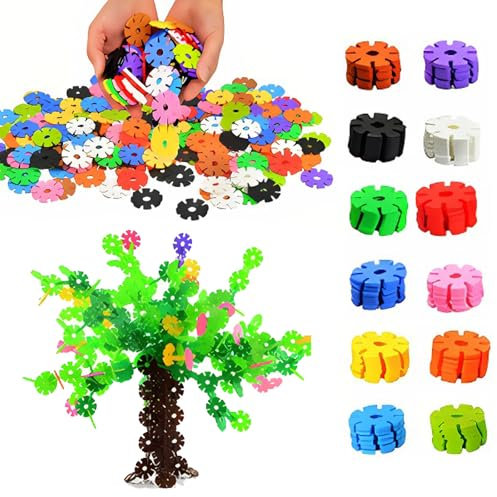 YEWCEP 500 Steckblumen, Steckbausteine ab 3 Jahre, Bauspielzeugsets für Kinder, Bausteine ab 3 Jahre, DIY Lernspielzeug für 3-6 Jahre, 30 mm Durchmesser, ABS Material
