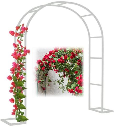 HFVUYAR Arco de jardín con Estructura de Acero, Resistente, para Rosas trepadoras, de 120 a 350 cm de Ancho, Ideal para Bodas, Color Negro, Blanco y Verde (Color: Blanco, tamaño: 260 x 230 x 40 cm)