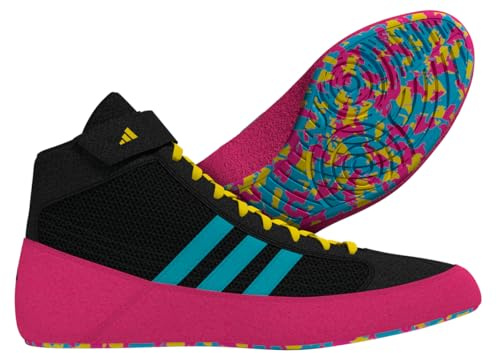 adidas Men's HVC Wrestling Shoes, Black/Cyan/Pink, 11.5