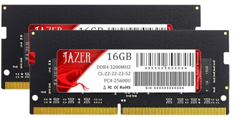 JAZER RAM DDR4 32GB (2x16GB) 3200MHz CL22 SODIMM 260 Pin Memoria para portátiles