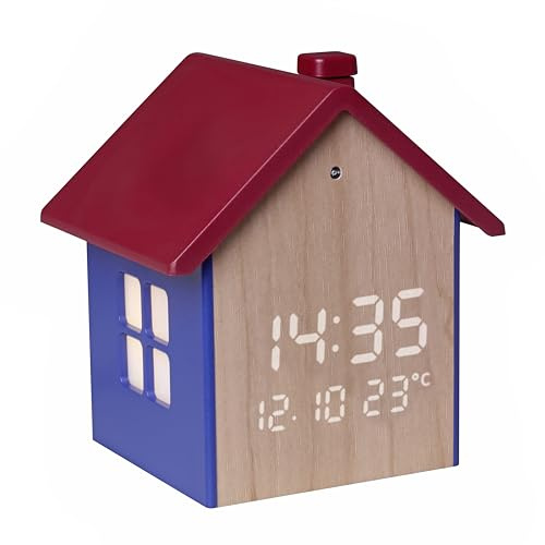 TFA Dostmann Sveglia digitale per bambini, 60.2046.06, ora/data/temperatura interna, con funzione luce notturna, ideale anche per il corridoio/la cameretta dei bambini, display invisibile, colorata