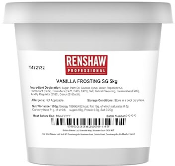 Renshaw Cake Frosting, Vanilla Flavour, 5 kg Large Tub (Pack of 1) | Professional Quality, Bulk Quantity for Big Batch Projects, for Cakes & Bakes, for Weddings, Birthdays & Celebrations