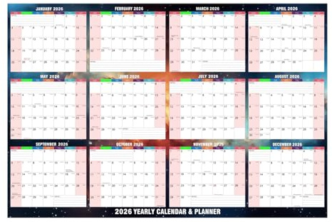 Calendario De Pared 2026 12 Meses Planificador de Borrado en de Doble Cara