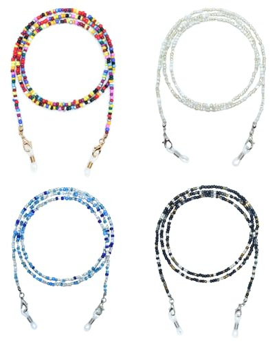 Daleweo 8 Pcs Cadena de Gafas para Mujer, Coloridas Cordones de Cuentas para Máscara, Sujeta Cordón Gafas de Sol con Abalorios Hombres, Cadenas con Mosquetones Pequeños