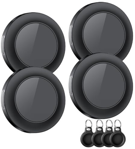 Air Tracker Tag 4 Pack, Localizador GPS, Smart Mini Localizador de Objetos Bluetooth con Apple Search (sólo iOS), IP67 Impermeable, Batería Reemplazable, Llaves/Coche/Mochila/Cartera/Maletas Viaje