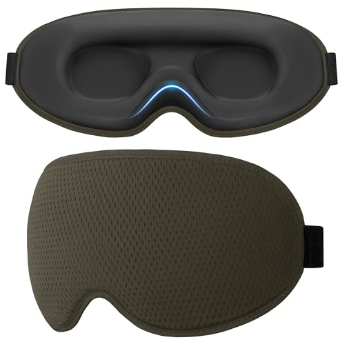 Gritin 3D Mascherina per Dormire per Donna e Uomo, Maschera Mascherina Occhi per Dormire per Dorme Sul Fianco, Pressione Oculare Zero, Bloccare Luce, Super Morbido e Confortevole-Verde Oliva
