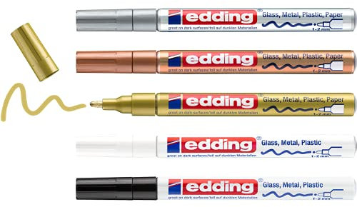 edding 4-751-5-999 Lackmarker Schwarz, Weiß, Gold, Silber, Kupfer 2 mm, 4 mm