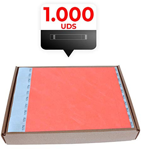 MP - Tyvek Pulseras 1000 unidades para Eventos, Color Coral