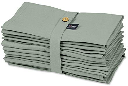 S4Sassy Green Solid Home Decor 12 Pcs Cotton Napkin Solid Everyday Basic Washable Table Linen