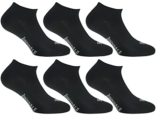 Lonsdale Invisible Fresh 6 Paia di calzini Sneaker, eccellente qualità di cotone con lavorazione Piquet (Nero, 43-46)