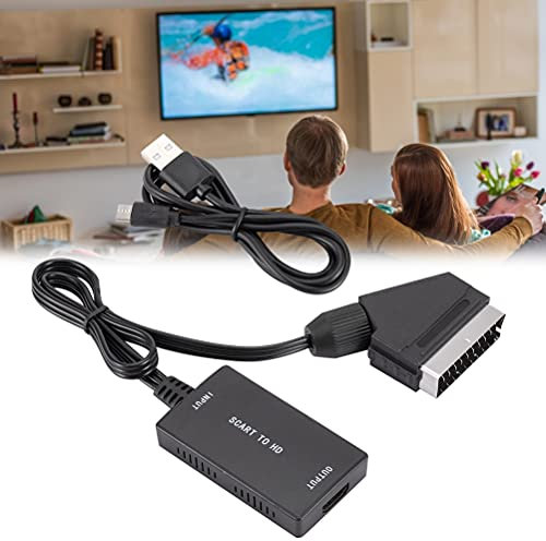 RUSTOO Adaptateur Haute définition, péritel vers Compatible pour convertisseur Adaptateur HDMI, Prise en Charge PAL, NTSC3.58, NTSC4.43, SECAM, PAL/M, entrée au Format TV Standard PAL/N, Le Noir
