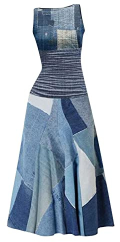 Xmiral Gonna Elegante Donna Abiti Premaman Abiti per Cerimonia economici Vestiti Donna Estivi Lunghi Casual (L,2-Blu)