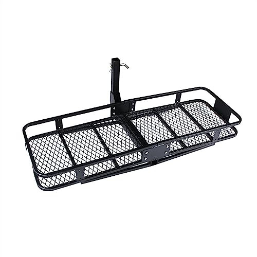 PLUT Cargo Roof Rack 150CM Basket Folding Hitch Cargo Carrier Foldaway Steel Mesh Cargo Rack Basket Carrier Luggage Hitch Tow Bar Car Roof 500 Lbs Car Top Rack