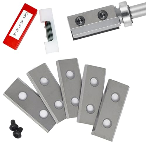 Lxoraziy Lot de 5 Lames de Coupe Réversibles en Carbure, 30 * 12 * 1.5mm -35° SR10 Lame de Rechange, pour Surfaces en Bois, Têtes de Coupe, Rainures, Têtes Hélicoïdales
