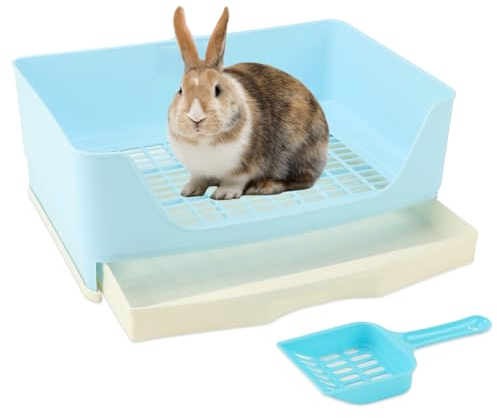 HYLYUN Grand bac à litière pour lapin, pot d'apprentissage de la propreté, boîte à litière d'angle avec tiroir, grande poêle pour animaux de compagnie pour adultes, cochons d'Inde, lapins, hamster,