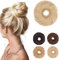 Benehair Messy Bun Scrunchies Curly Hair Hairpiece Synthetic Ponytail Bun Extensions Gold Blonde Mix Bleach Blonde Hair Pieces for Women (55g)