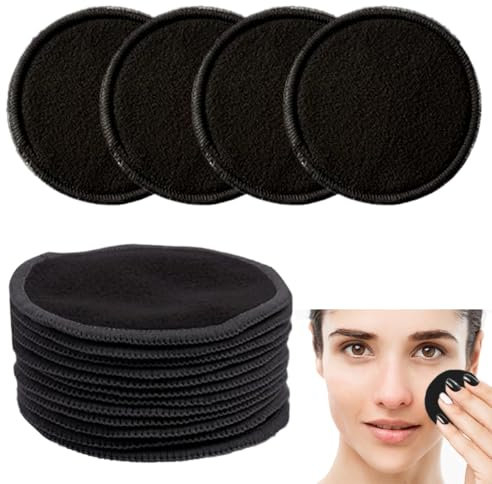 WUSJCOF 15 Pezzi Dischetti Lavabili, Bambù Biologico, Salviette Riutilizzabili con Sacchetto Lavanderia, Cuscinetti Struccare, Morbide Dischi per Pulizia Viso, Cotone, Dischetti Grandi