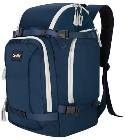 Coolfel Bolsa para Botas de Esquí con Compartimento para Casco, Mochila para Botas de Esquí Ligera e Impermeable de 50L para Viajes, Patines, Snowboard para Hombre y Mujer Unisex