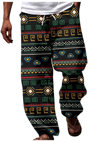 Pantalon d'été pour homme - Pantalon dashiki africain - Style traditionnel - Coton léger - Vacances d'été - Mode plage - Pantalon élégant - Pantalon de travail pour homme - Stretch