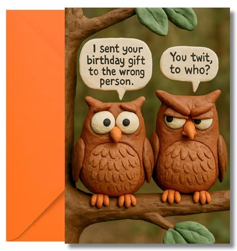 LimaLima Funny Birthday Card For Men & Women Silly Cartoon Owl Design Joke Perfect For Him & Her Friends & Family