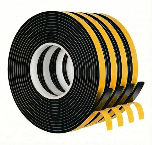 20m Dichtungsband Selbstklebend,10mm(B) x 2mm(D) Moosgummi Selbstklebend，Dichtungsband zur Isolierung Schalldämmung Wasserdicht von Türrahmen,Fenstern, Möbel und Klimaanlagen(4 Rollen à 5m Länge)