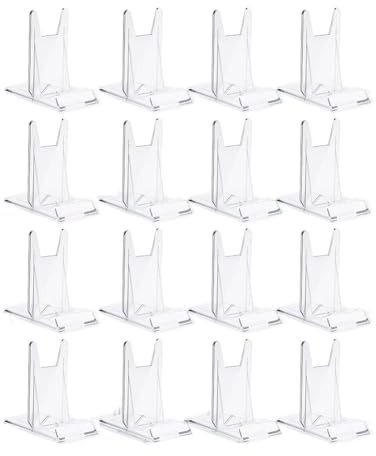 Gishbjka 16Pcs Book Stand for Display Crystal Book Holder Display Adjustable Book Easel Collector Display Stand for CD Magazine