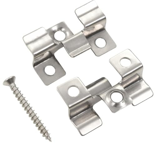 Ordellia 100 clips de acero inoxidable 201 con 200 tornillos, plateados, 40 x 25,5 x 9,5 mm, para tablones compuestos y colocación limpia en la terraza