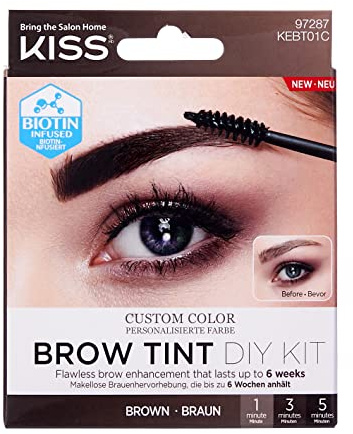 KISS Brow Tint Kit Marrone. Tinta Sopracciglia Fai Da Te. Effetto Naturale e Definito. Durata Fino a 6 Settimane. Colore Personalizzabile. Kit Completo