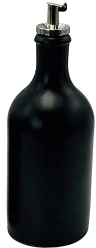mikken Ölflasche 500 ml Steingut schwarz mit Ausgießer Made in Germany
