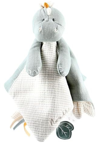 Noukie's - Schmusetuch für Kinder - Schmusetuch aus Bio-Baumwolle - Stegi, der Stegosaurus - Viele Funktionen - Grün/Weiß - 1 Stück