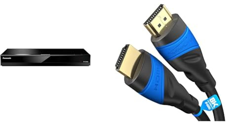 Panasonic DP-UB424EGK Ultra HD-spelare (4K Blu-ray Disc, VoD, DLNA, 2x HDMI, USB, svart) & KabelDirekt – HDMI-kabel 8K / 4K – 3m – med A.I.S-skärmning