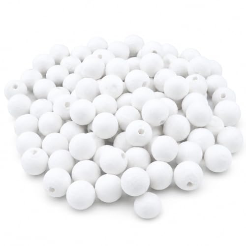 SPUNNYS Lot de 100 boules blanches en papier Ø 12 mm, boules à peindre et décorer pour fleurs en papier, baies artificielles, houx, gui, ornements, décorations et loisirs créatifs