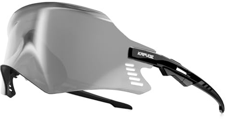 KAPVOE Ciclismo Occhiali Mountain Bike Sport Occhiali da Sole Bike Equitazione Moto BMX Uomini Donne Argento Nero 10