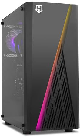 NOX Xtreme Products Hummer Frost - Microtorre Micro ATX,ATX, hasta 6 Ventiladores 160mm, Tira LED ARGB Rainbow, Ventana Cristal Templado, gráficas Gran tamaño, USB 3.0, Color Negro