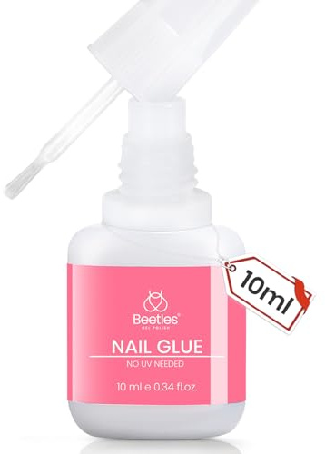Beetles Super Strong Nail Glue for Press On Nails 10ML Brush On Glue for Nail Tips Acrylic & Fake Nails Long-Lasting & Durable