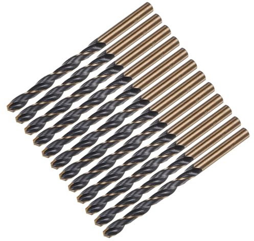 sourcing map 12pcs Jobber Drill Bits 6.5mm Black Nitride & Gold Titanium Coated 4341 High Speed Steel (HSS) 135 Degree Split Point Twist Drill Bits for Stainless Steel Metal Plastic Wood