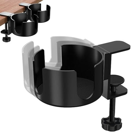 Stabile Becher Halterung, 1 Stück Schreibtisch Getränkehalter Tisch Anti Verschütten Cup Holder, Getränkehalter Clip für Wasser, Getränke, Kaffeetasse (Schwarz)