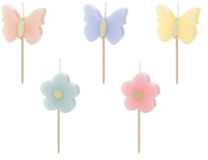 PartyDeco - 5 x 3,5 cm färgade blommor vaxljus