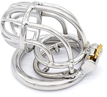Cintura di castità da uomo Gabbia per pene curva in acciaio inossidabile con anello antigoccia Gabbia per pene Blocco per pene 3 dimensioni Anello per pene Bondage(50mm)