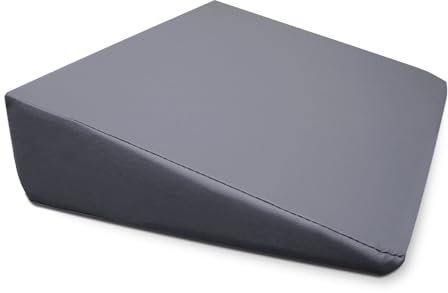 Quirumed WELLCORE Cuscino con cuneo per massaggio, 40 x 55 x 13 cm, in ecopelle, sfoderabile, imbottitura in schiuma, per yoga, fitness, ergonomico, argento